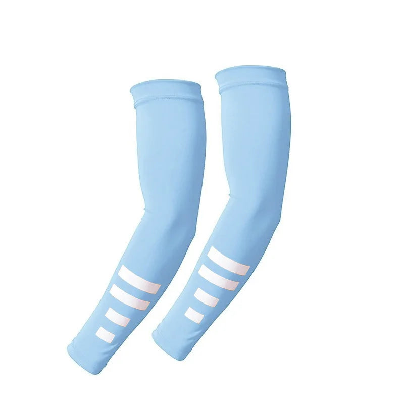 2Pcs Summer Outdoor Sun Protection Arm Sleeves Quick-drying Breathable Night Running Cycling Reflective Ice Silk Sleeves