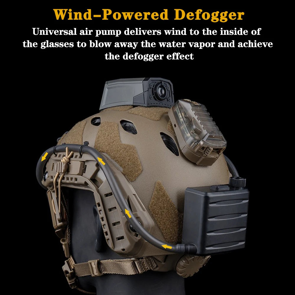 Tactical Goggles Fan Defogger Anti-Fog Kit Eyewear Air Defog for Airsoft Shooting Motocross Skiing Mountaineering Clear Vision