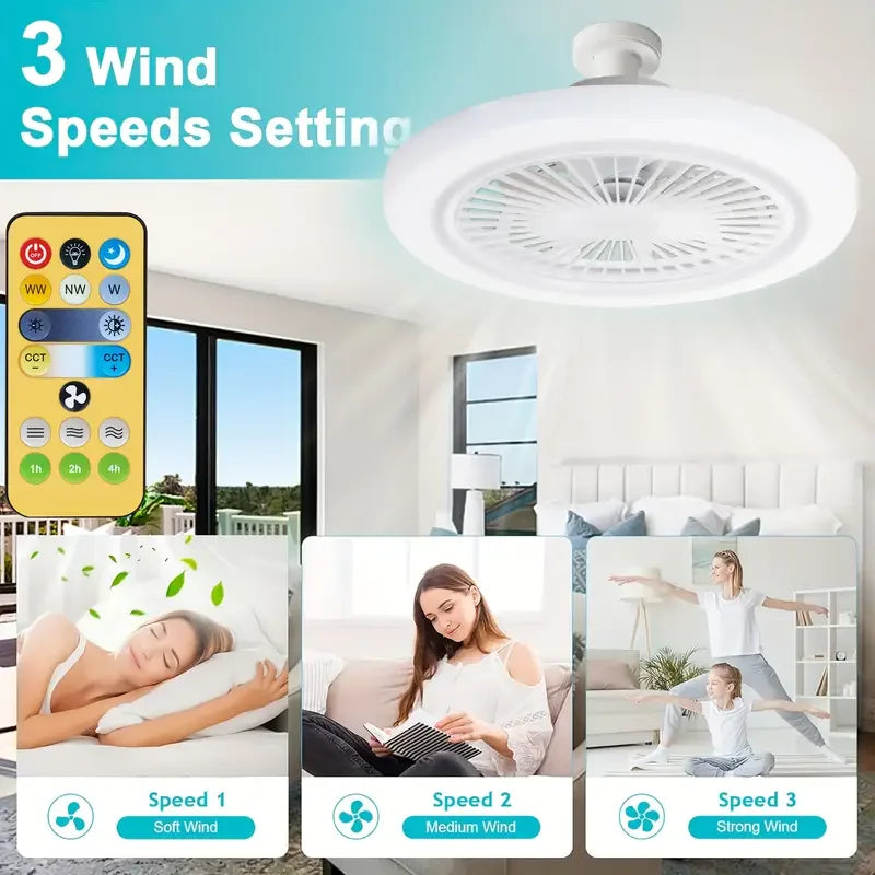 2 in1 Ceiling Fan with Remote Control Lighting Lamp E27 Converter Base Lighting Base Bedroom Living Room