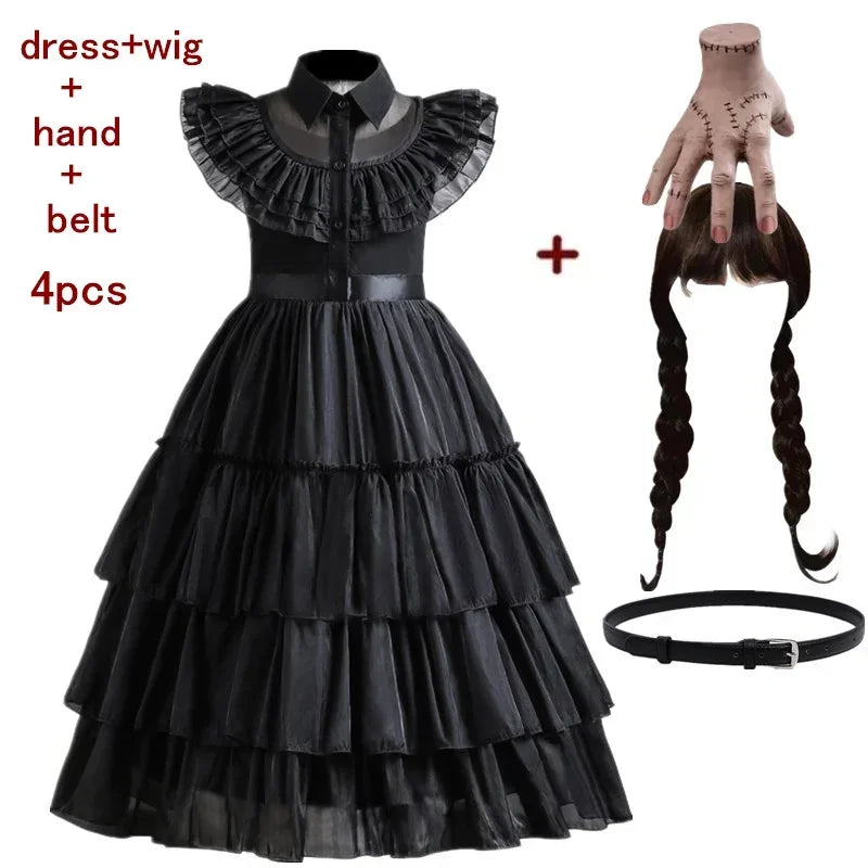 Wednesday Adams Cosplay for Girls Costume 2025 New Vestidos For Kids Carnival Easter Halloween Party Costumes for 3-12 Years