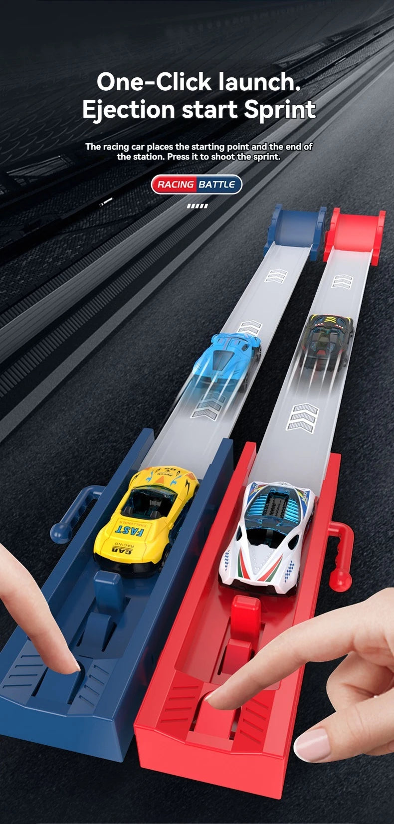 Rail Car Track with Racing Track Racing Set Toy Vehicle Alloy Car Kids Catapult Car Competitive Play Game for Children Gift DIY