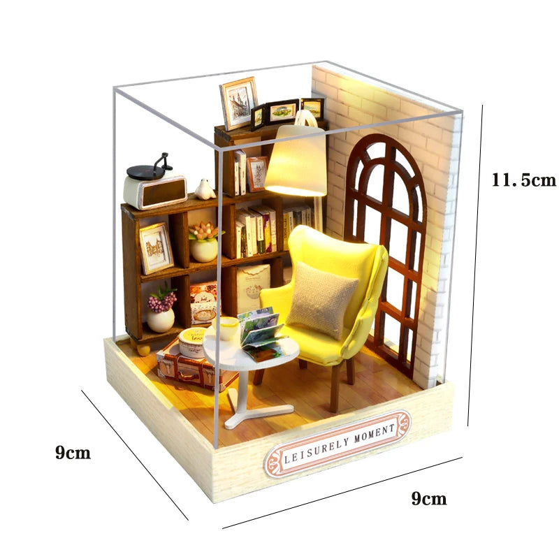 Wooden Miniature Doll House DIY Small House Kit Making Room Toys 3D Puzzle Assembly Building Model Toys for Birthday Gifts