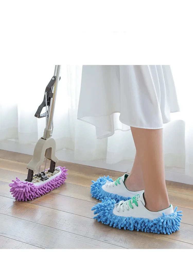 1Pair Dust Cleaner Grazing Slippers House Bathroom Floor Cleaning Mop Slipper Lazy Shoes Cover Chenille Duster Cloth