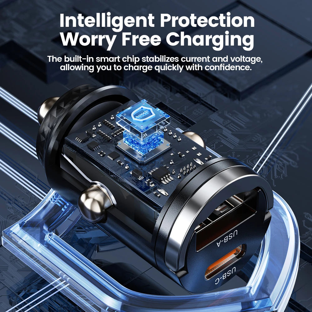 Toocki 45W Car Charger Fast Charging PPS 33W USB Type C Fast Charging For iPhone 15 14 13 12 Pro Huawei Samsung S23 Xiaomi 13 12