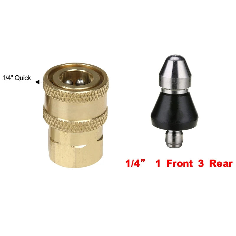Sewer Cleaning Tool Pipe Unclogger Nozzle 1/4 Quick Connector Pressure Washer Sewer Jetter Nozzle for Drain Jetting Hose 5000PSI