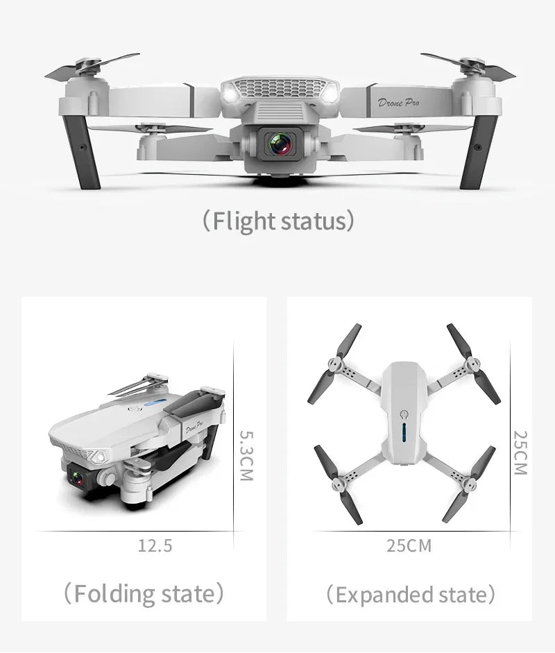 2024 E88 Pro WIFI FPV Drone, Wide Angle 4K/1080P HD Camera, Height Hold, Foldable RC Quadcopter Helicopter Toy Gift