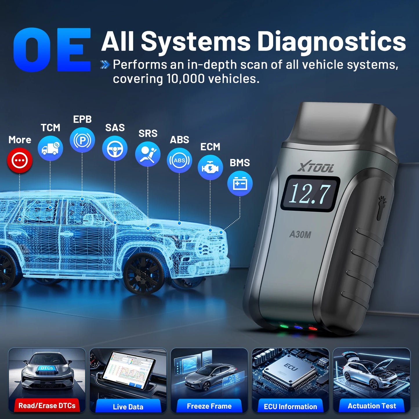 XTOOL Anyscan A30M Bluetooth OBD2 Scanner Car Diagnostic Tools 26+ Reset Service Code Reader FCA AUTOAUTH Lifetime Free Update