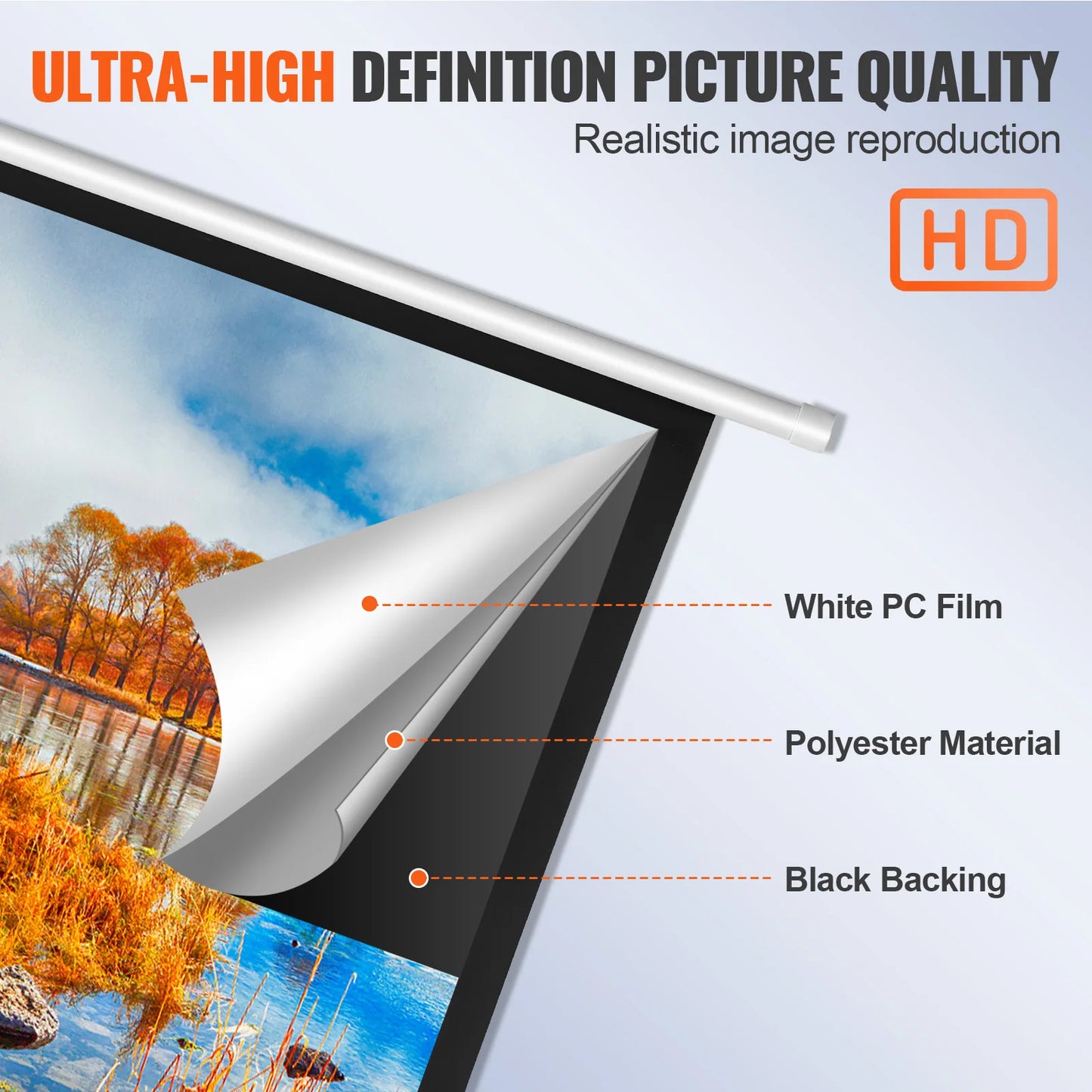 SucceBuy Electric Motorized Projector Screen 100in16:9 4K 1080 HD Wall Mount Movie Screen for Family Home Office Movie Theater