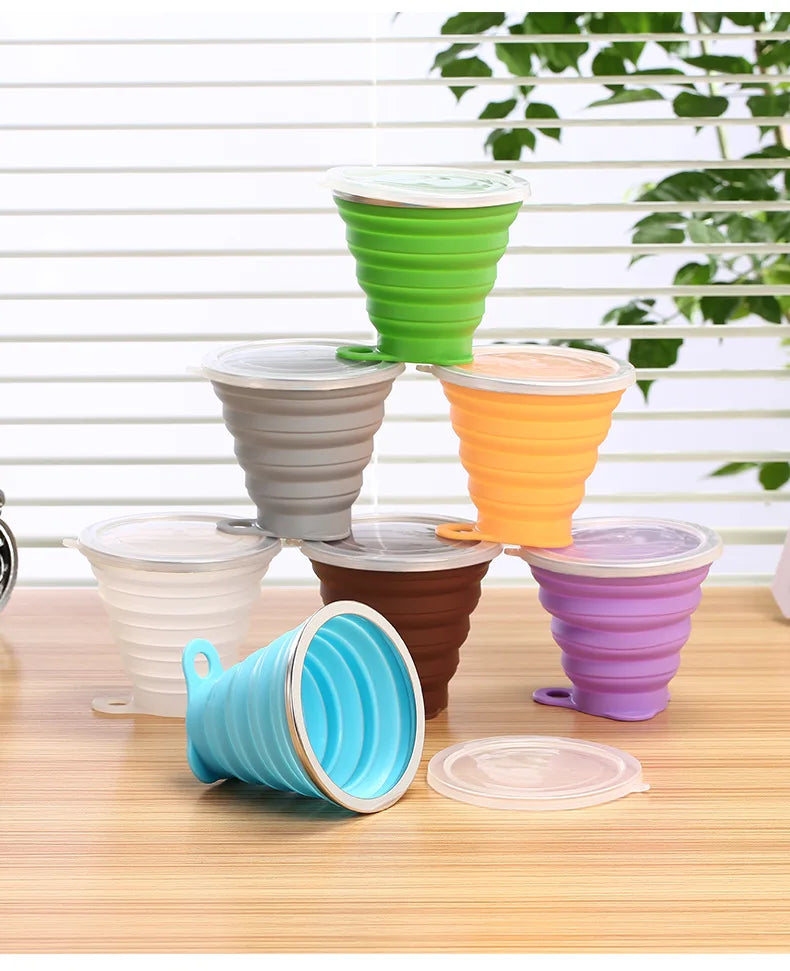 270ML Silicone Collapsible Cups for Camping Foldable Travel Water Bottle Outdoor Travel Cups for Children Reusable Folding Mug