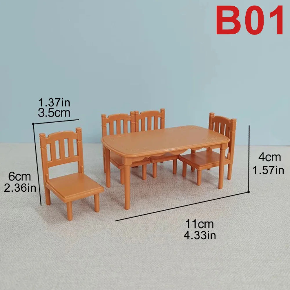 1:12Dollhouse Miniature Furniture Toys Set DIY Forest Family Kids Girls Pretend Play Furniture Toys Gift for Christmas Birthday