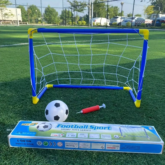 Portable Indoor/Outdoor Toy Football Goal Set44x25cm - Micro Soccer Net Pump&Ball Lightweight Kids Training Park Beach Games