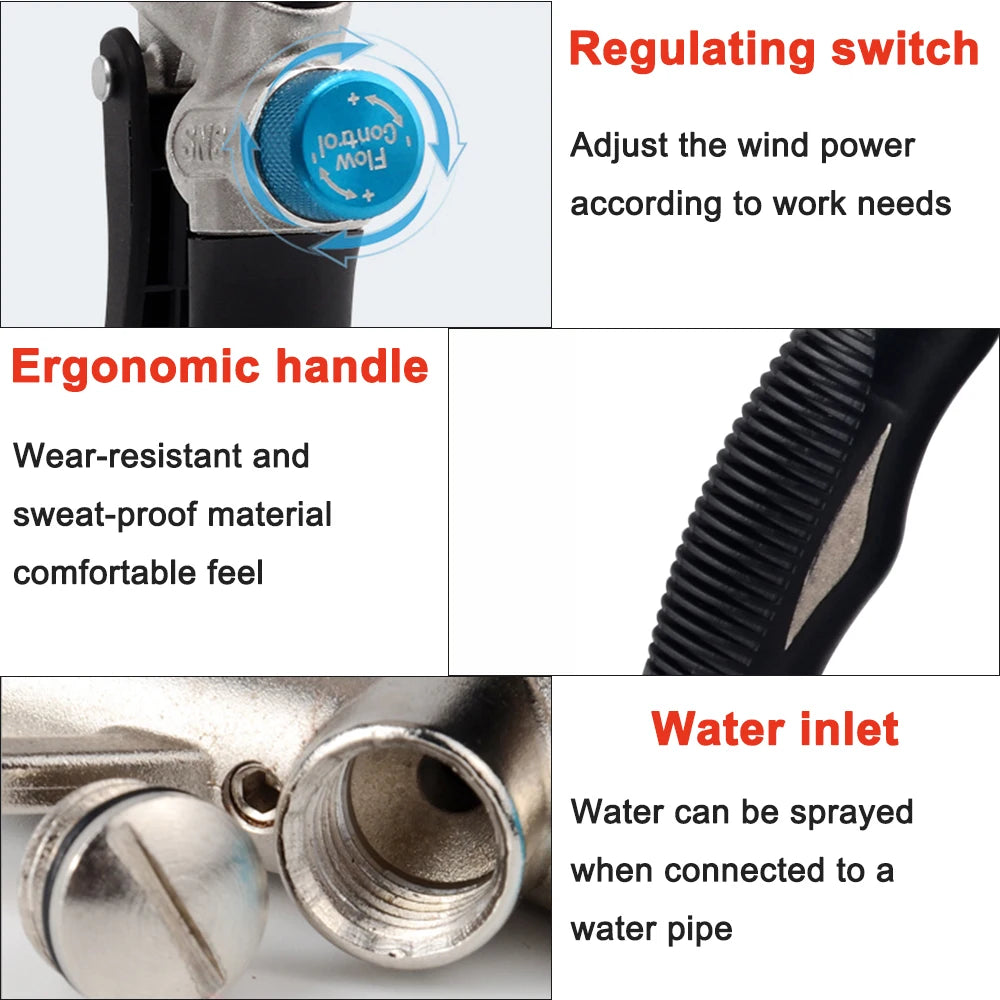 2-Way High Pressure Air Blow Gun Aluminum Air Dust Gun Angled Bent Nozzle Pistol Grip Pneumatic 150PSI