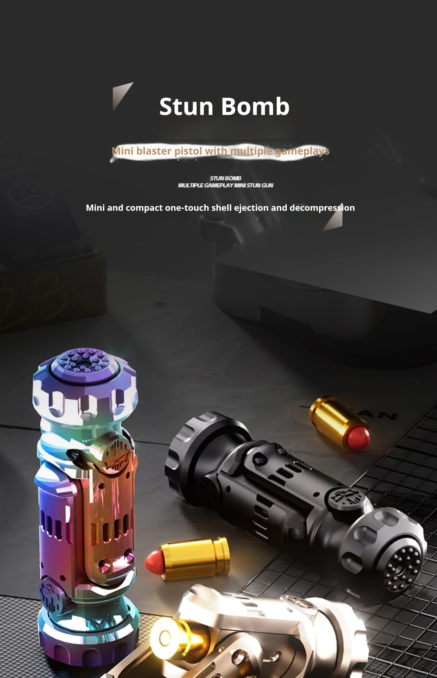 Stun Grenades Pistol Guns Novelties Sensory Metal Toy Creative Cool Things Punnk Mechanical Relieve Stress Relief Adults toys