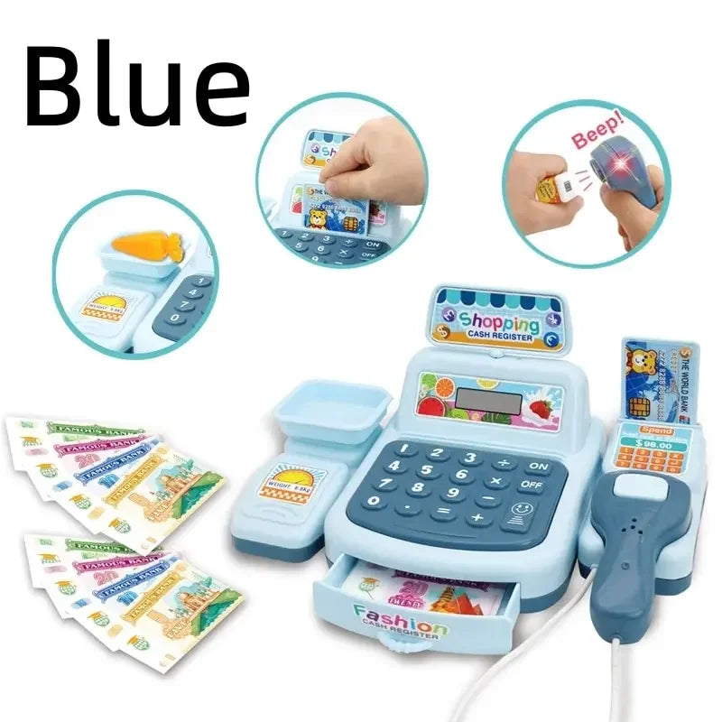 Simulation Shopping Cash House Toys Electronic Game Lighting and Sound Effects Supermarket Cashier Toys Toy for Kids Girl Gifts