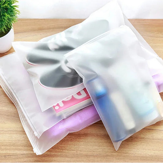 5pcs Plastic Repeatable Zipper Bag Make Up Cosmetic Travel Storage Bag Organizador Shoes Bag Waterproof Cloth Storage Organizer - Belvar