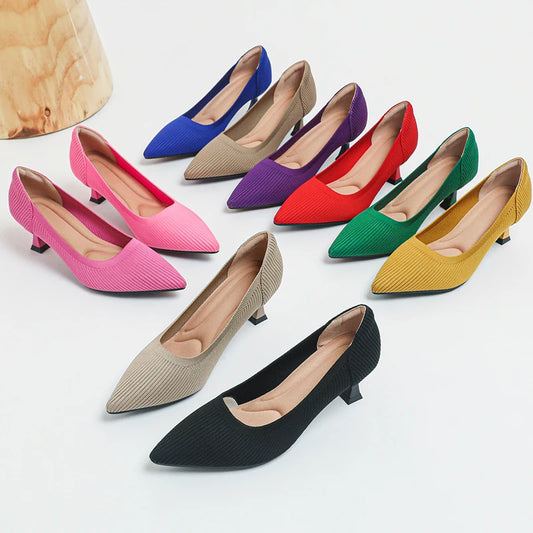 Women's High Heels Fashion Pattern Soft Knitted Comfortable Breathable Shoes 2025 New (6cm High) - Belvar
