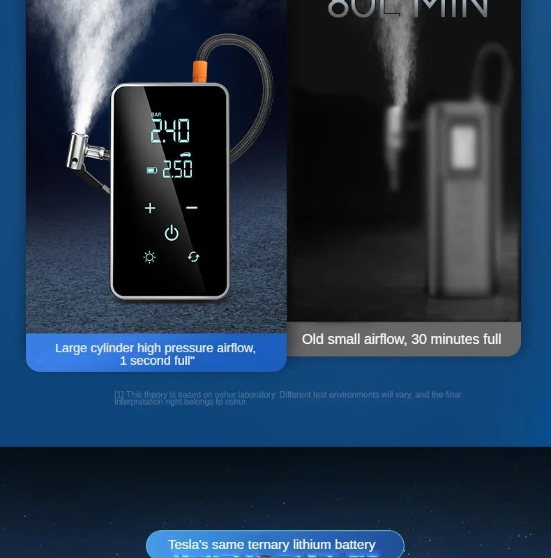 Wireless Air Pump 150psi Touch Screen Portable Electric Tire Inflator For Car Bicycle Motorcycle Mini Air Compressor Injector