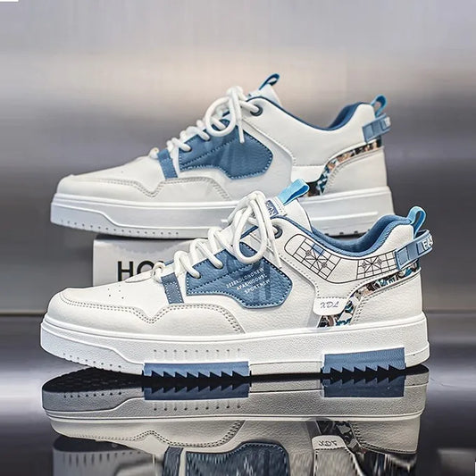 Men's shoes 2024 summer new breathable white shoes men's trendy and versatile thick soled sports board shoes trendy shoes - Belvar