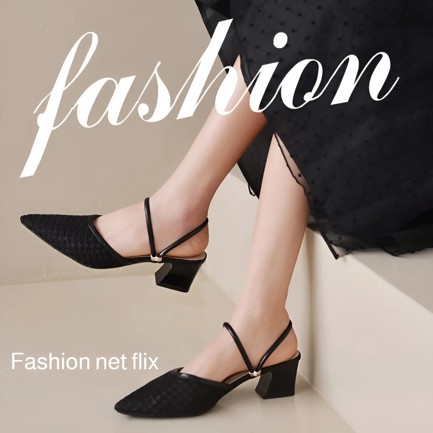Women's New Slippers Minimalist Fashionable Thick-heeled Slip-on Sandals Summer Two-way Outer Wear One Line High Heel Slippers - Belvar