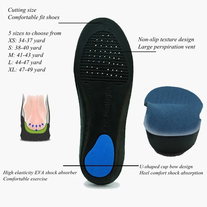 1Pair Sneakers Insoles Arch Support Orthopedic Shoes Insole for Feet Shock absorbing Shoe Pads Comfort Shoe Sole