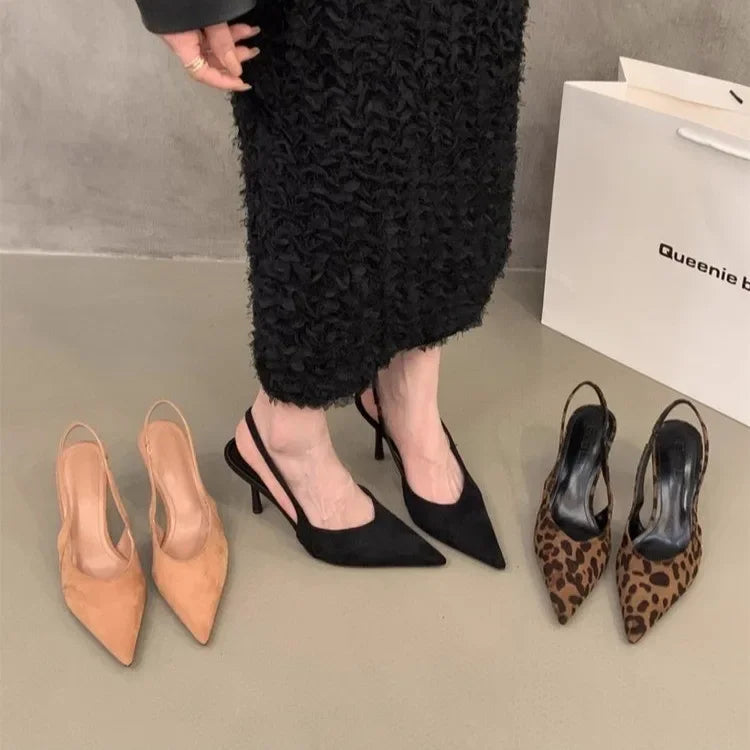 Women High Heels 2025 Summer New Fashion Pointed Toed Pumps Female Stiletto Slingback Shallow Weddings Bridal Shoes Zapatos - Belvar