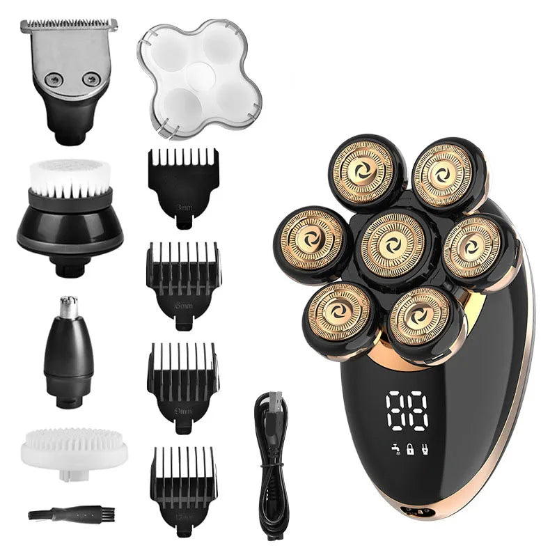 2025 7-Head Electric Shaver USB Dharging Stainless Steel Blades Men's Quick Shaving Beard Trimmer Hair Trimmer As A Gift For Men