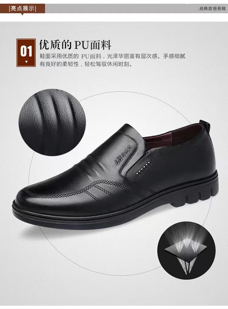 Men's leather shoes new black Soft bottom anti slip and breath shoes men's Business dress casual Zapatos luxury light flat - Belvar
