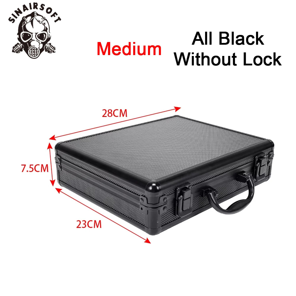 SINAIRSOFT Tactical Aluminum Hardcase Pistol Box Gun Bag Case Padded Foam Toolbox Weapons Suitcase Hunting Airsoft Glock Ipsc