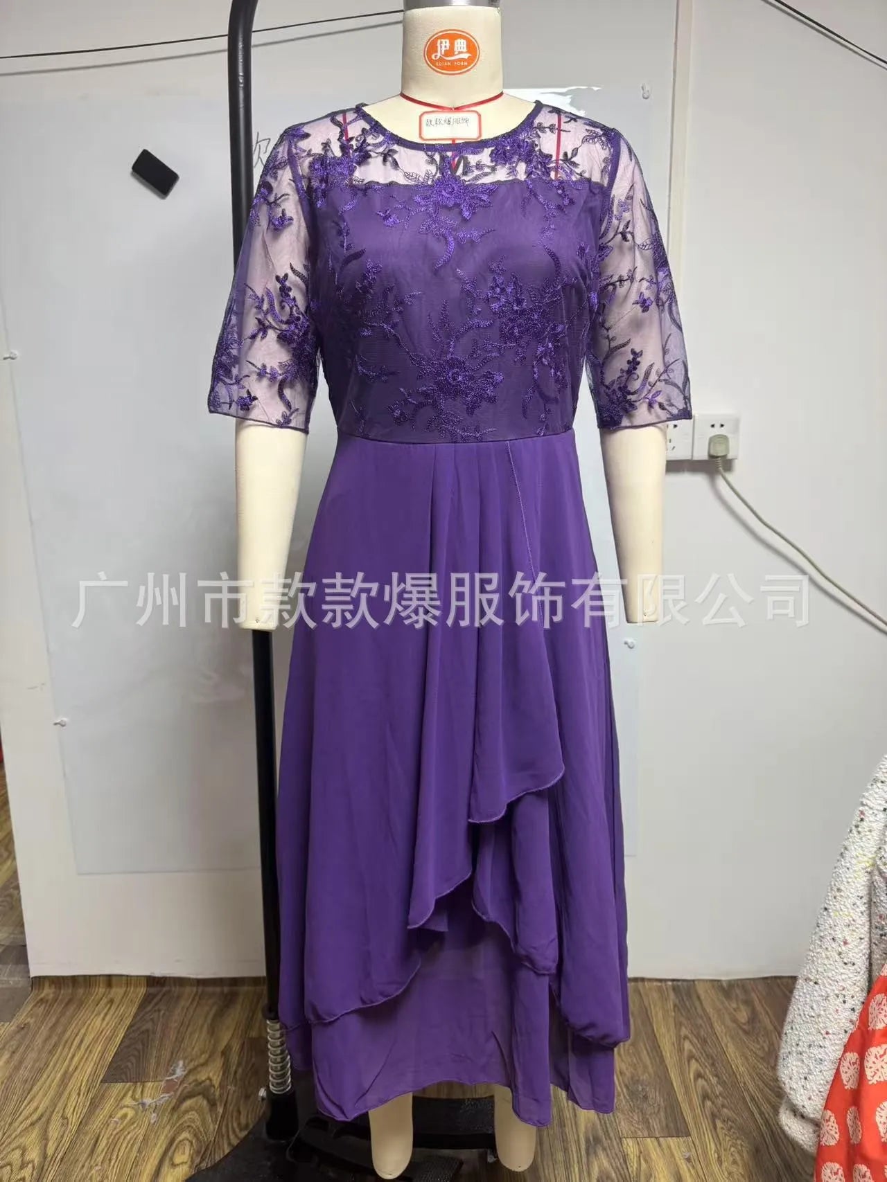 Womens Dresses Romantic Simple Dress With Chiffon Patchwork Lace Hollow Out Long Dress Bridesmaid Evening Dress Women's Wear