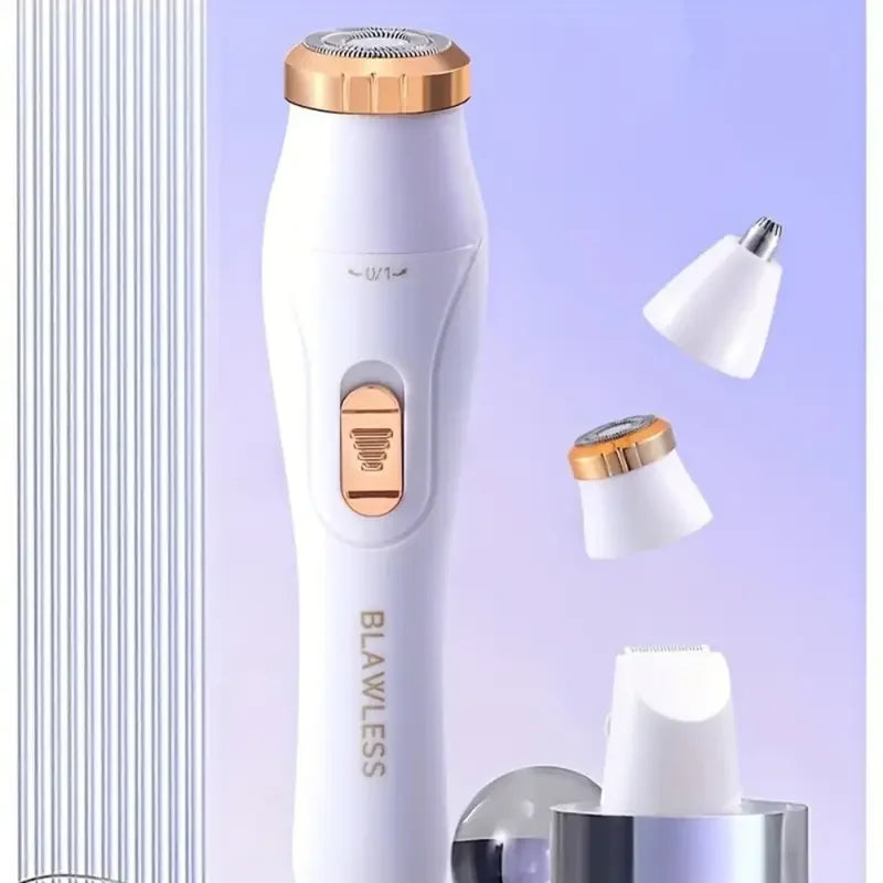 1pc Blissful 3-in-1 Electric Hair Removal Kit for Women - USB Rechargeable Facial Trimmer, Nose Hair Clipper, Full Body Epilator