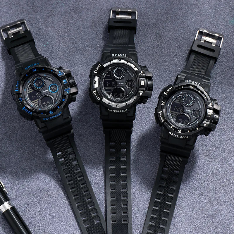 YIKAZE Men's Digital Electronic Watch Sports Glow 55mm Large Dial Student Outdoor Adventure Trend Multifunctional Watches Clock