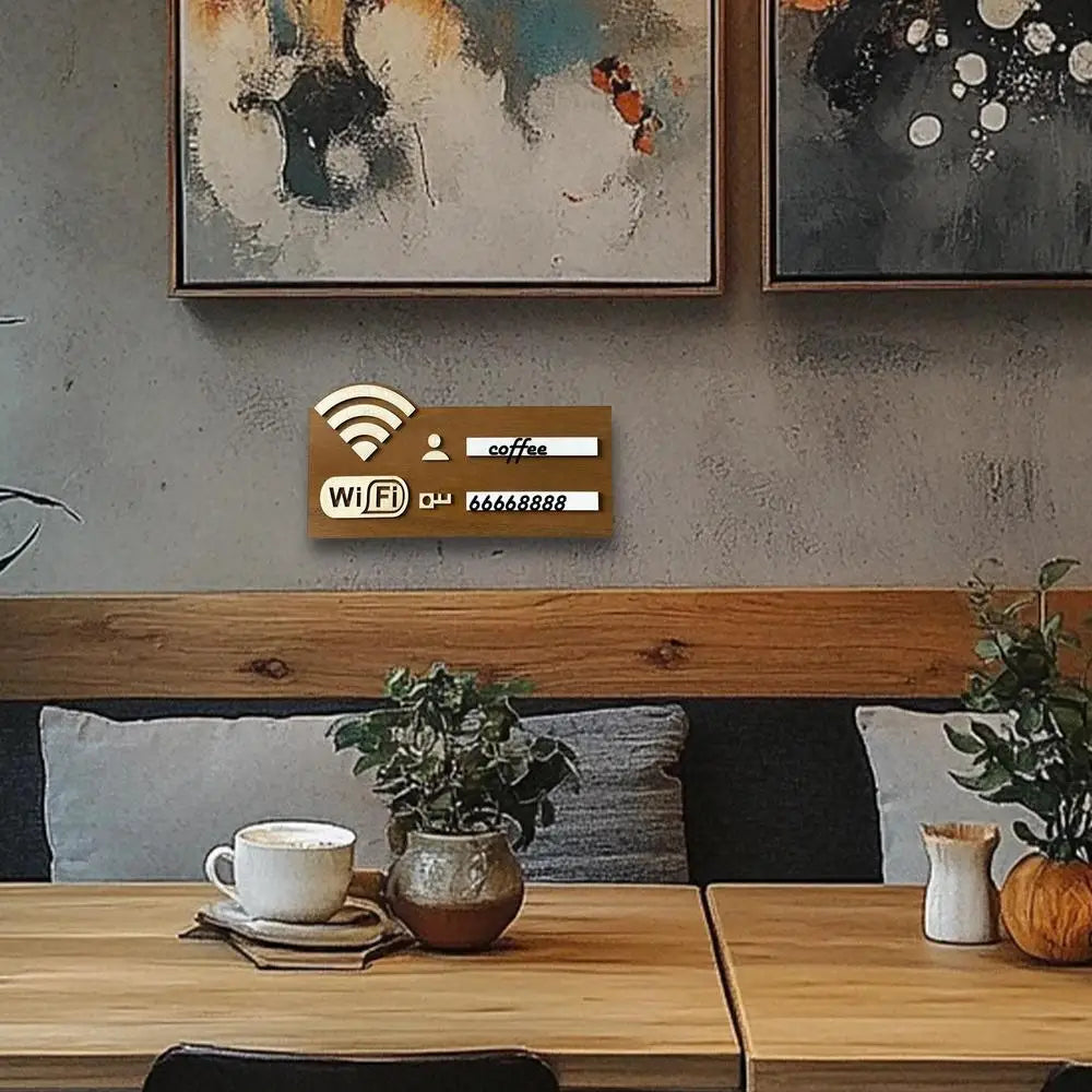 Wooden WiFi Board for Guests with Marker Pen for Public Places Shops Handwriting Account and Password Wifi Notice Board Signs