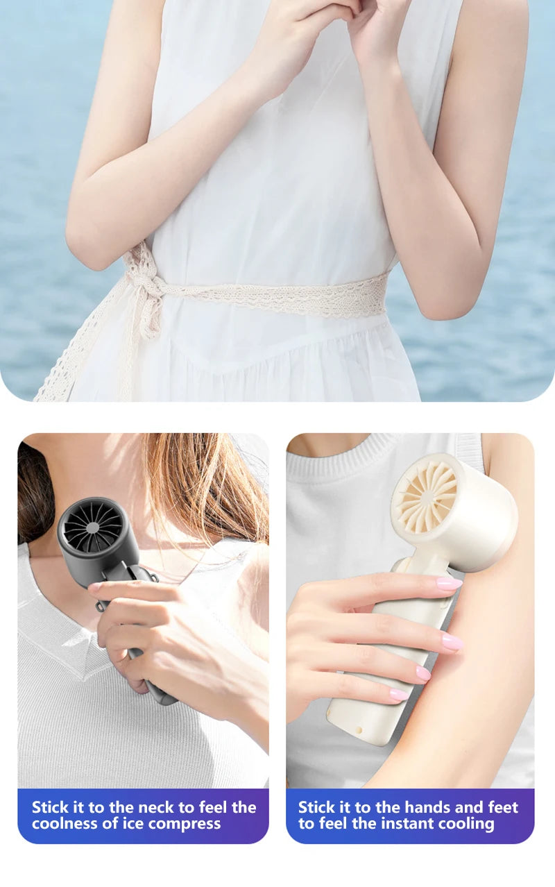 Xiaomi Refrigeration Handheld Electric Fan High-speed Violent Turbo Fan Folding Neck Hanging Ice Pack Small Fan Office Outdoor