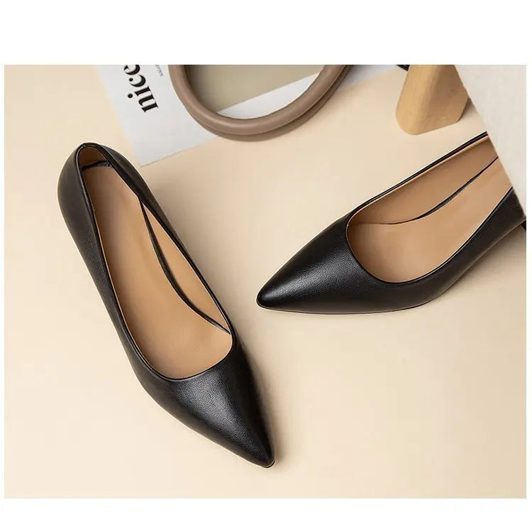 High Heels Women 2022 New Korean Style Pointed Shallow Mouth Thick Heel Fashion Shoes Sapatos De Mujer - Belvar