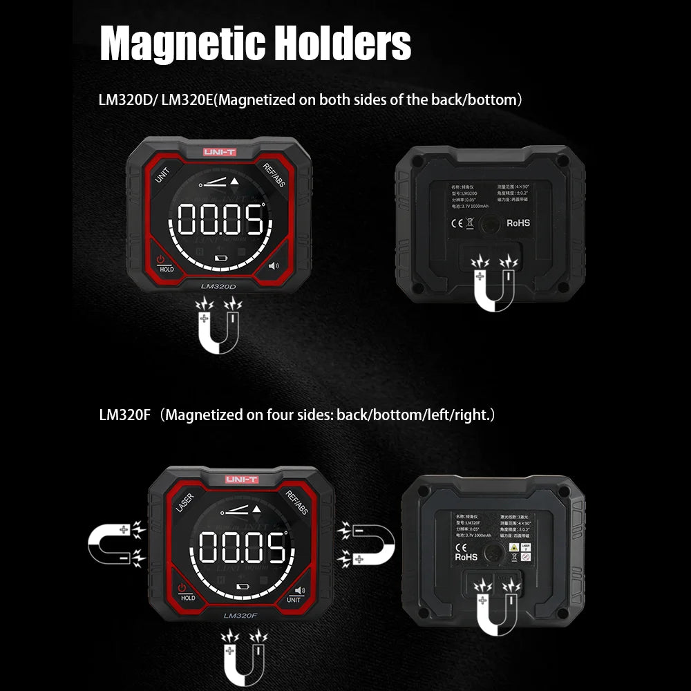 UNI-T LM320D LM320E LM320F Laser Inclinometer Digital Angel Meter with Absolute Relative Angle Measurement Magnetic Inclinometer