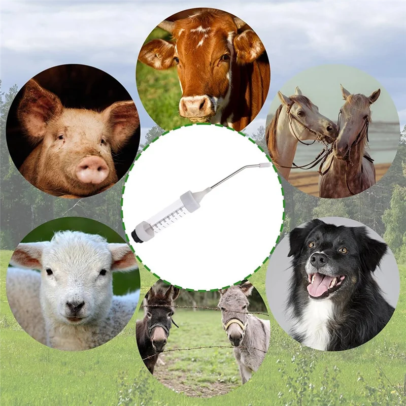 Veterinary Metal Feeding Gun 500ML Large, Adjustable Livestock Drench-Gun Reusable Animal Medicine Dispenser-AT64