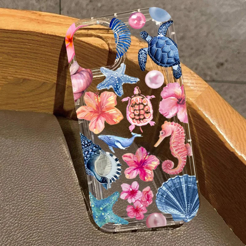 Turtle Lobster Coconut Print Phone Case For Vivo Y17s Y78 Y77 Y36 Y35 Y02s V40 V29 V27 S15 4G 5G Pro Anti Fall Clear Back Cover