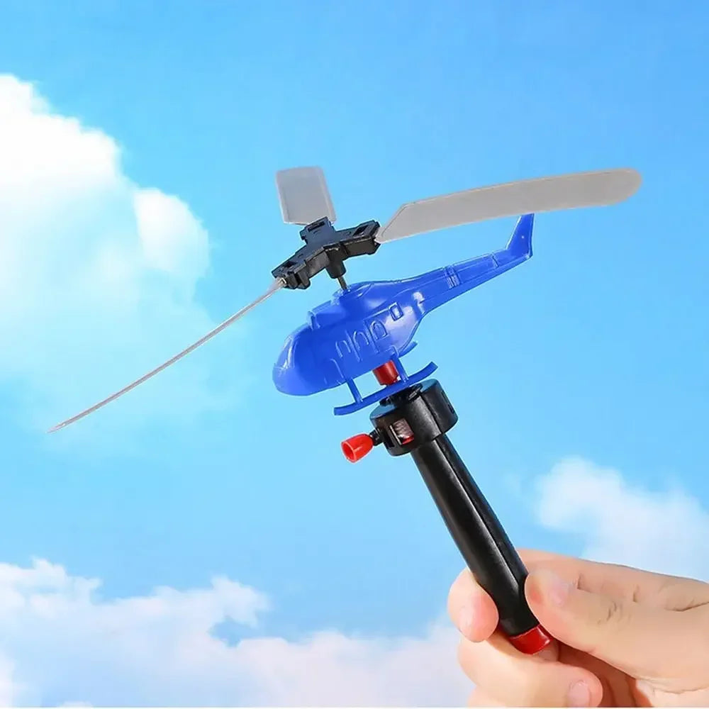 1/3/6 PCS Fun Outdoor Sports Flying Toys Handle Pull Wire Planes Toys Flying Toy Helicopter for Kids Rotating Helicopter Gift