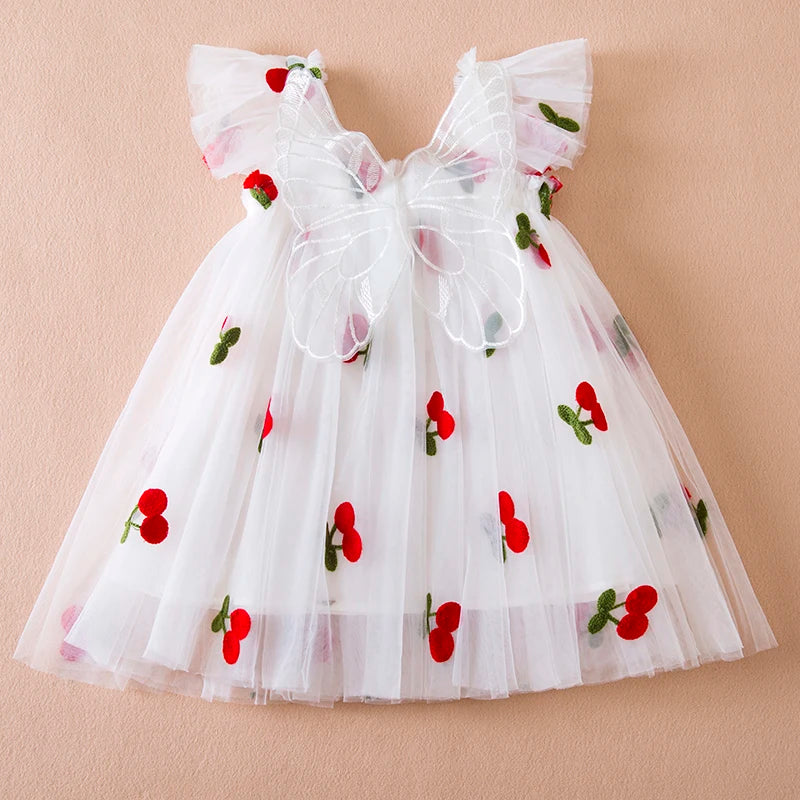 Toddler Girls Princess Dress Children Rainbow Sleeveless Tulle Dress Summer New Baby Birthday Party Vestido Sweet Casual Clothes