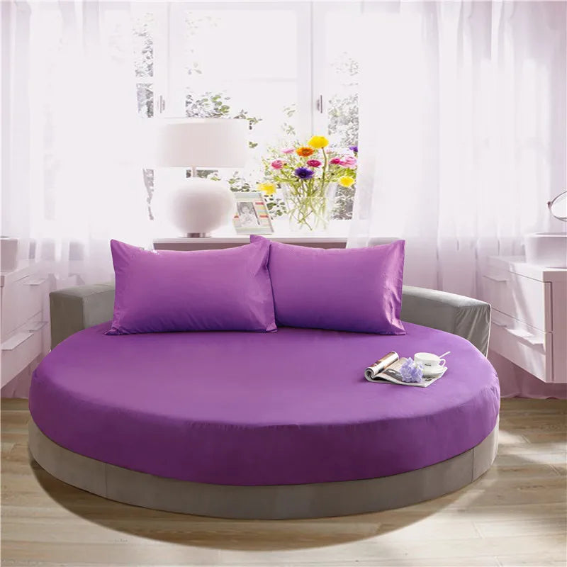100% Cotton Fitted Sheet Round Hotel Home Extra Soft Round Bed Sheets and Pillowcases Pure Cotton Bedsheet with Elastic Straps