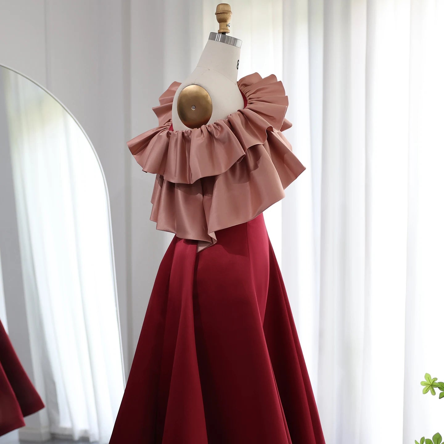Sharon Said Burgundy Dubai Evening Dresses for Women Wedding Party 2025 Saudi Arabia Midi Short Formal Gowns SF057 Customized
