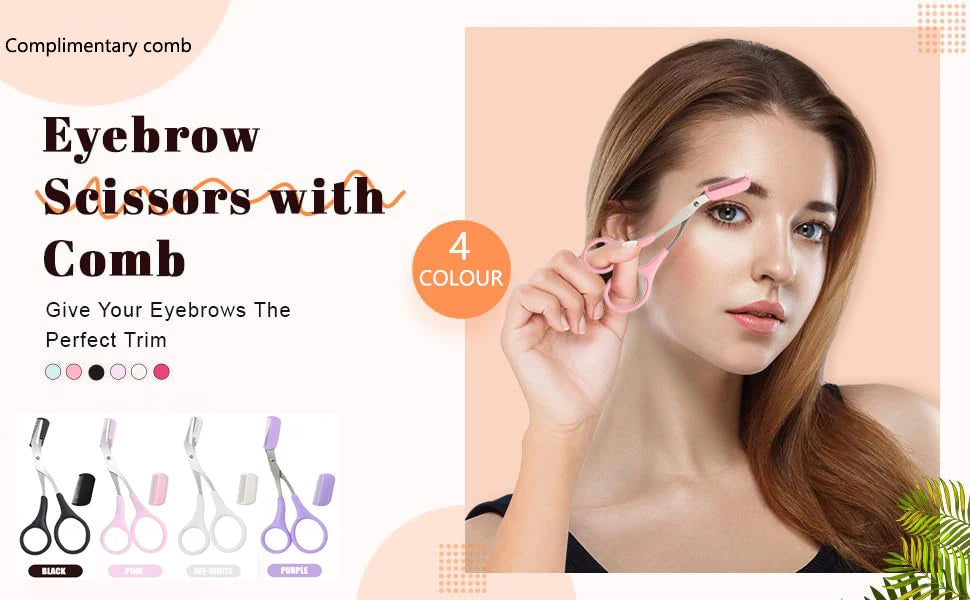 1Pcs Safe Eyebrow Trimmer Stainless Steel Eyebrow Scissors with Comb Hair Removal Shaver Eyebrows Shaping Makeup Tool