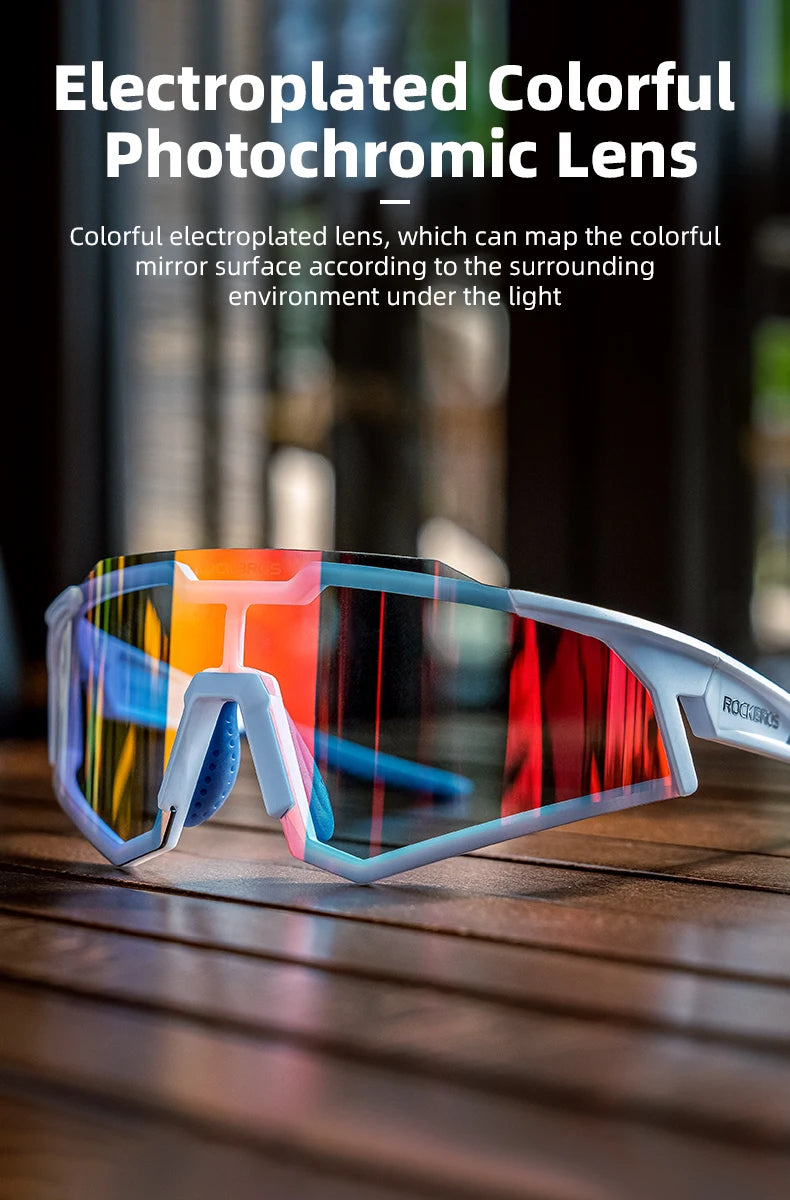 ROCKBROS Cycling Glasses Sun Protection Photochromic Bike Sunglasses Eyewear Sport Polarized Lens Glaases Bicycle Glasses