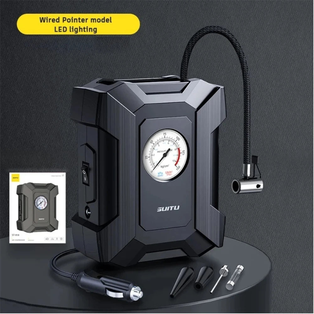 suitu Inflator Pump 12V Portable Car Air Compressor for Motorcycles Bicycle Boat Tyre Inflator Digital Auto Inflatable Pump(Box)