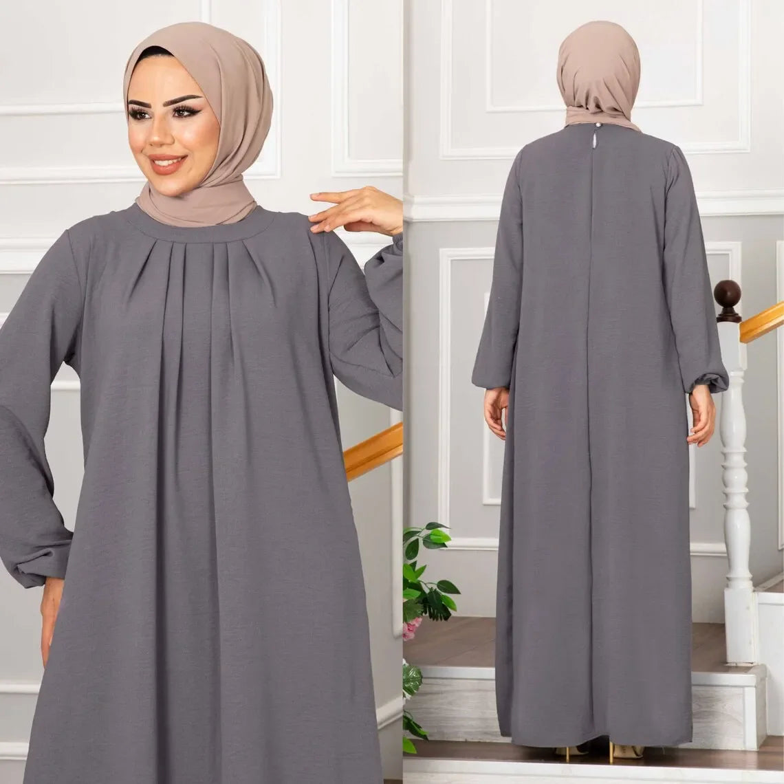 Turkish Muslim Dress Modest Pleated Dresses Abayas for Women Ball Evening Robe Femme Musulmane Dubai Abaya Kaftan Islam Clothing