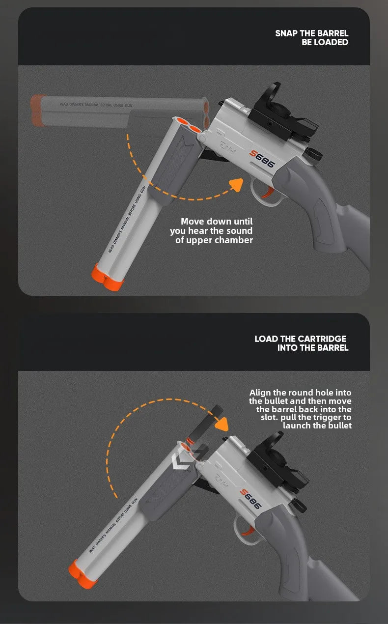 Toy Gun S686 Rifle Double Barreled Airsoft Launcher Dual Soft Bullets Outdoor Sports Game Pistola Shot Gun Weapon for Kids Gift