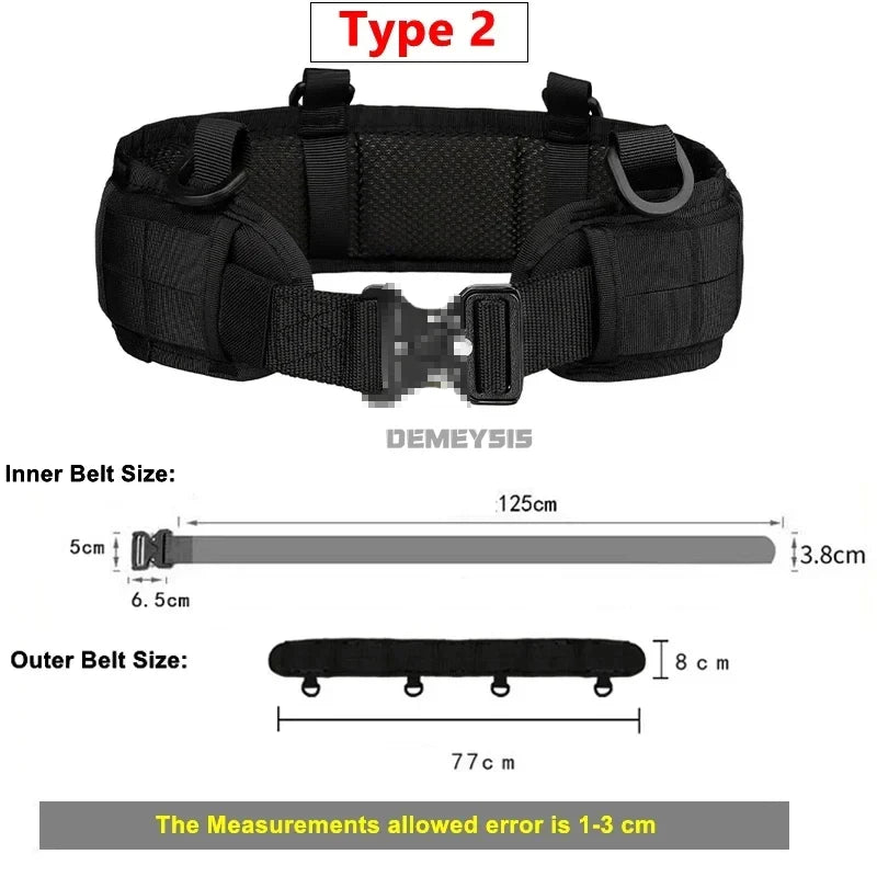 Tactical Padded Belt Airsoft CS Combat Molle Airsoft Belts Duty Paintball Waist Belt War Game Hunting Accessories