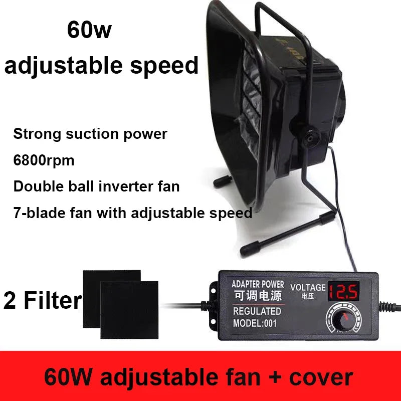 30W 50W 60W Adjustable Speed Solder Smoke Absorber ESD Fume Extractor Fan Pipe Duct Exhuast Fan with 2M Pipe Tub Ventilation Fan