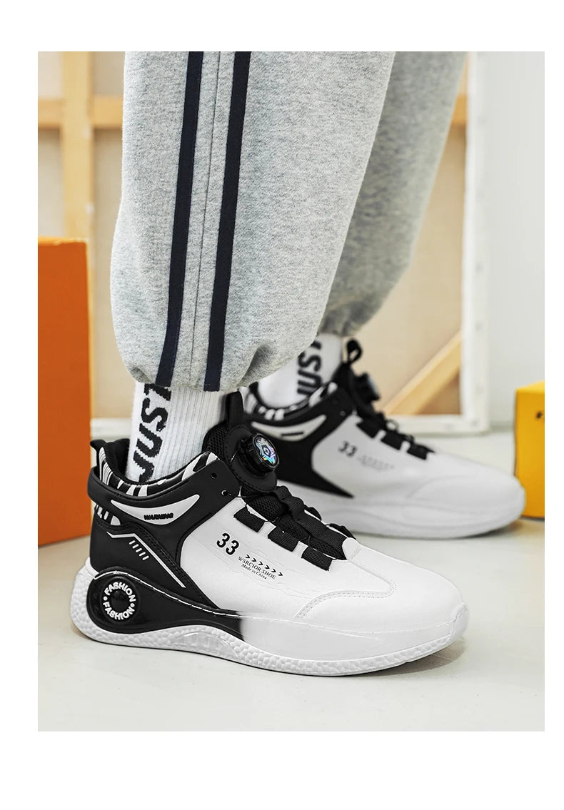 Mens Sneakers with Rotating Buckle Comfy Non Slip Lace up Durable Shoes for Mens Outdoor Activities - Belvar