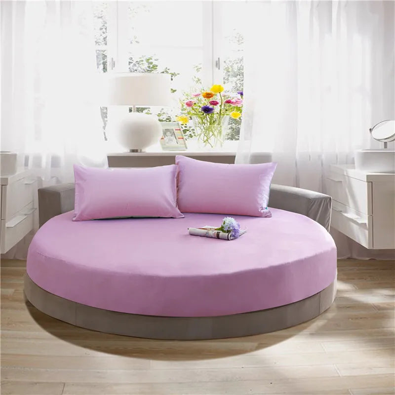 100% Cotton Fitted Sheet Round Hotel Home Extra Soft Round Bed Sheets and Pillowcases Pure Cotton Bedsheet with Elastic Straps